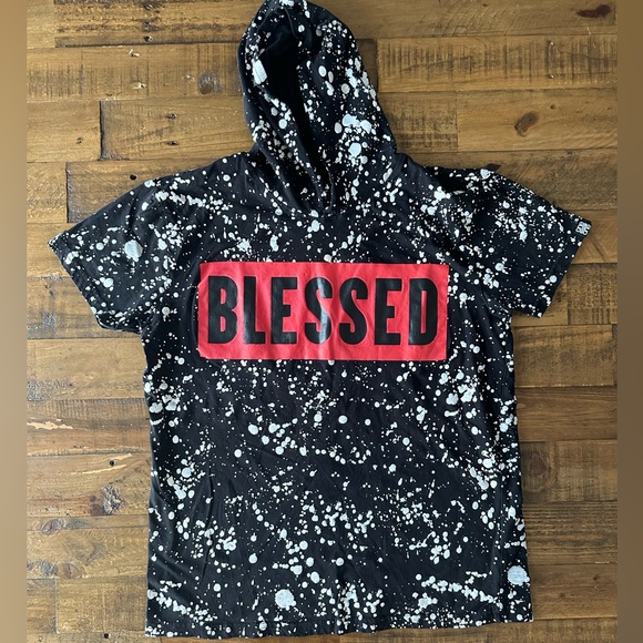 Blessed black T-shirt with a hood men’s size small - Picture 1 of 5